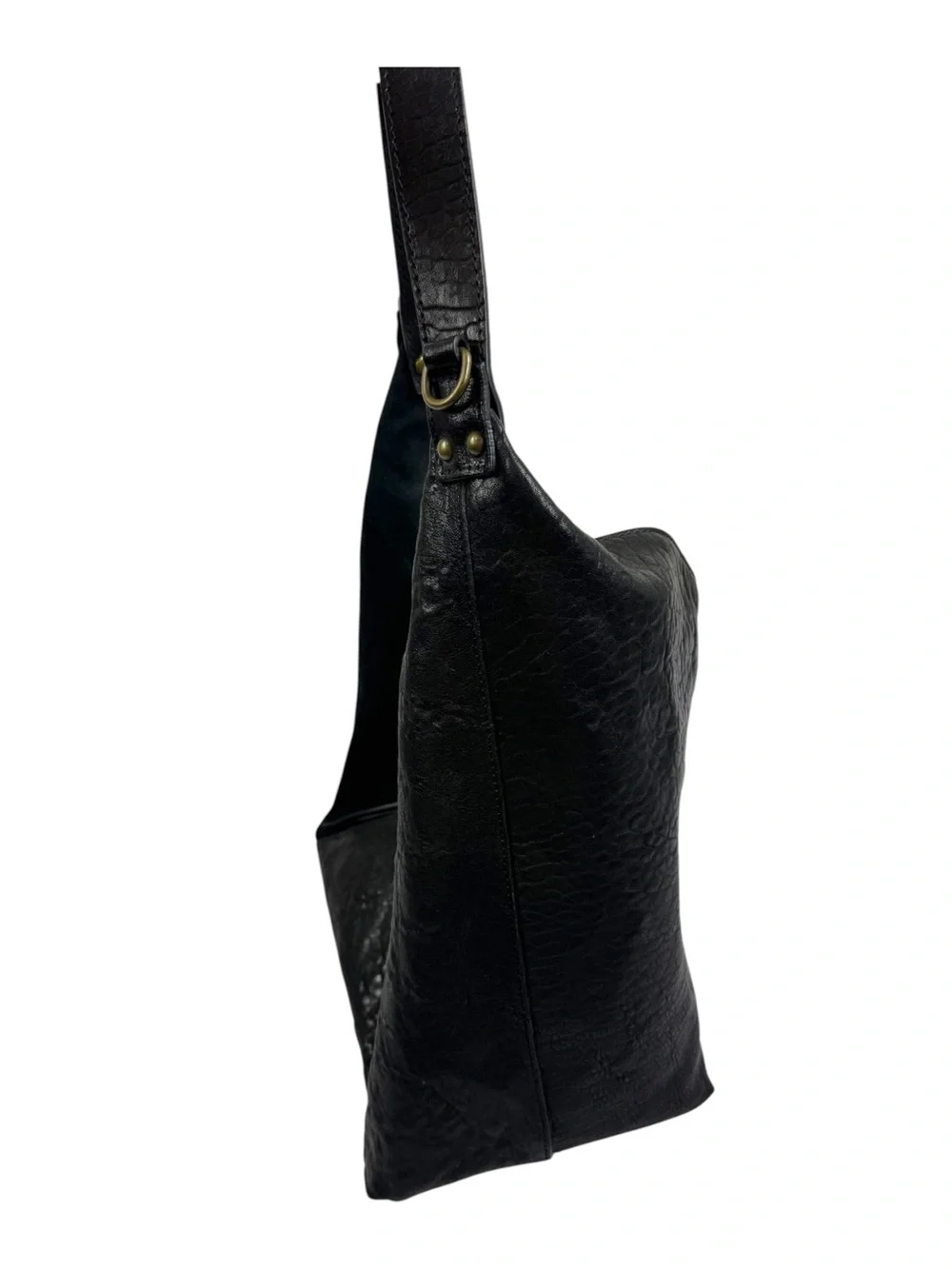 Sundance Origami Suede and textured Leather Hobo Style Shoulder Bag Black